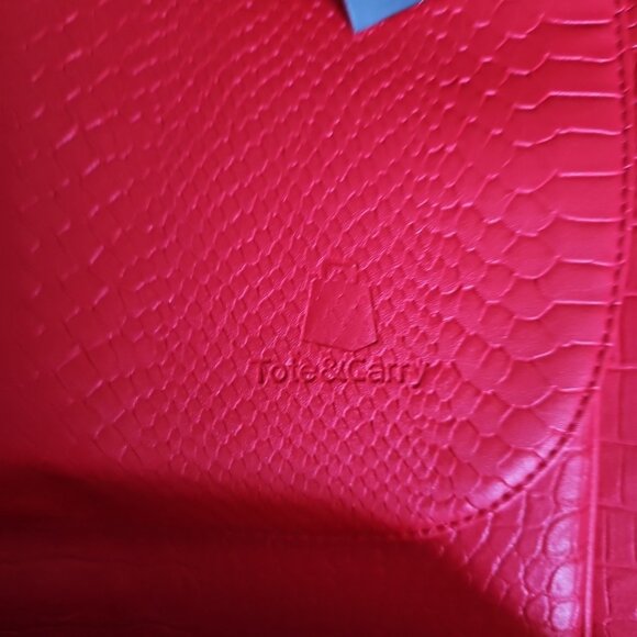 NWT Tote & Carry Red Alligator Skin Textured Tote/Backpack w/ Gold Zipper Accent